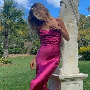 Lioness Satin Dress - Magenta